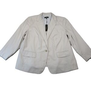 Talbots Grace Fit Blazer 22W Cream One Button Notch Lapel Office Career NEW $189